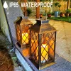 Rirool Solar Lanterns Outdoor Garden Hanging Lanterns, LED Flickering Flameless Candle Mission Lights for Yard,Table,Patio 2Pack - Image 5