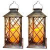 Rirool Solar Lanterns Outdoor Garden Hanging Lanterns, LED Flickering Flameless Candle Mission Lights for Yard,Table,Patio 2Pack