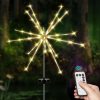 Rirool Outdoor Solar Garden Lights, 112 LED Solar Firework Meteor Light, Decorative Stake Landscape Light 8 Lighting Modes Waterproof for Garden, Landscape, Pathway (Warm White)