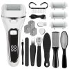 Callus Remover for Feet - Rechargeable Electric Callus Remover Kit, Professional 18 in 1 Foot File Pedicure Kit with 3 Coarse Roller Heads Smart LED Light