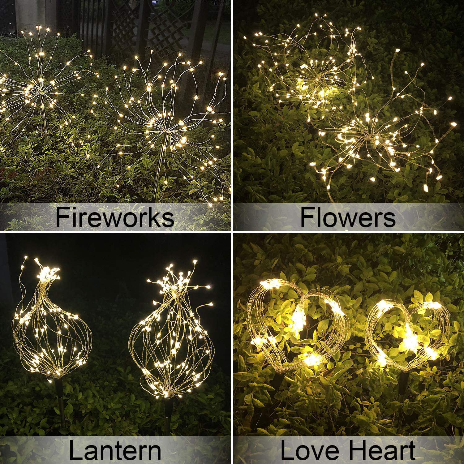 Solar Firework Light,120 LED Multi Color Outdoor Firework Solar Garden ...