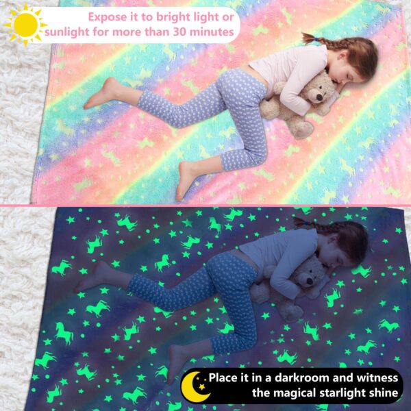 Glow in The Dark Unicorn Blanket for Kids - Image 2