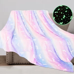 Glow in The Dark Unicorn Blanket for Kids