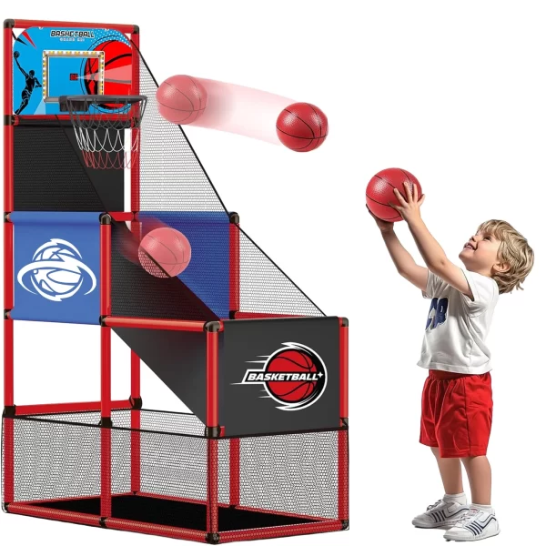 Kids Basketball Hoop Arcade Game Set with LED Light