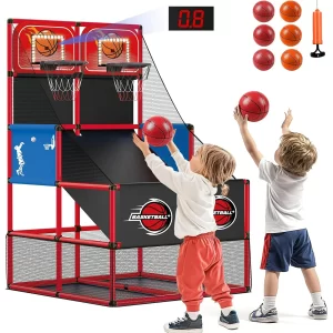 Kids Basketball Hoop Arcade Game Set with LED Light 8 Balls